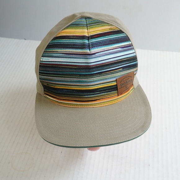 Prana Other - prAna Mens Khaki Striped Organic Cotton Blend Snapback Flat Brim Hat Cap Gorp